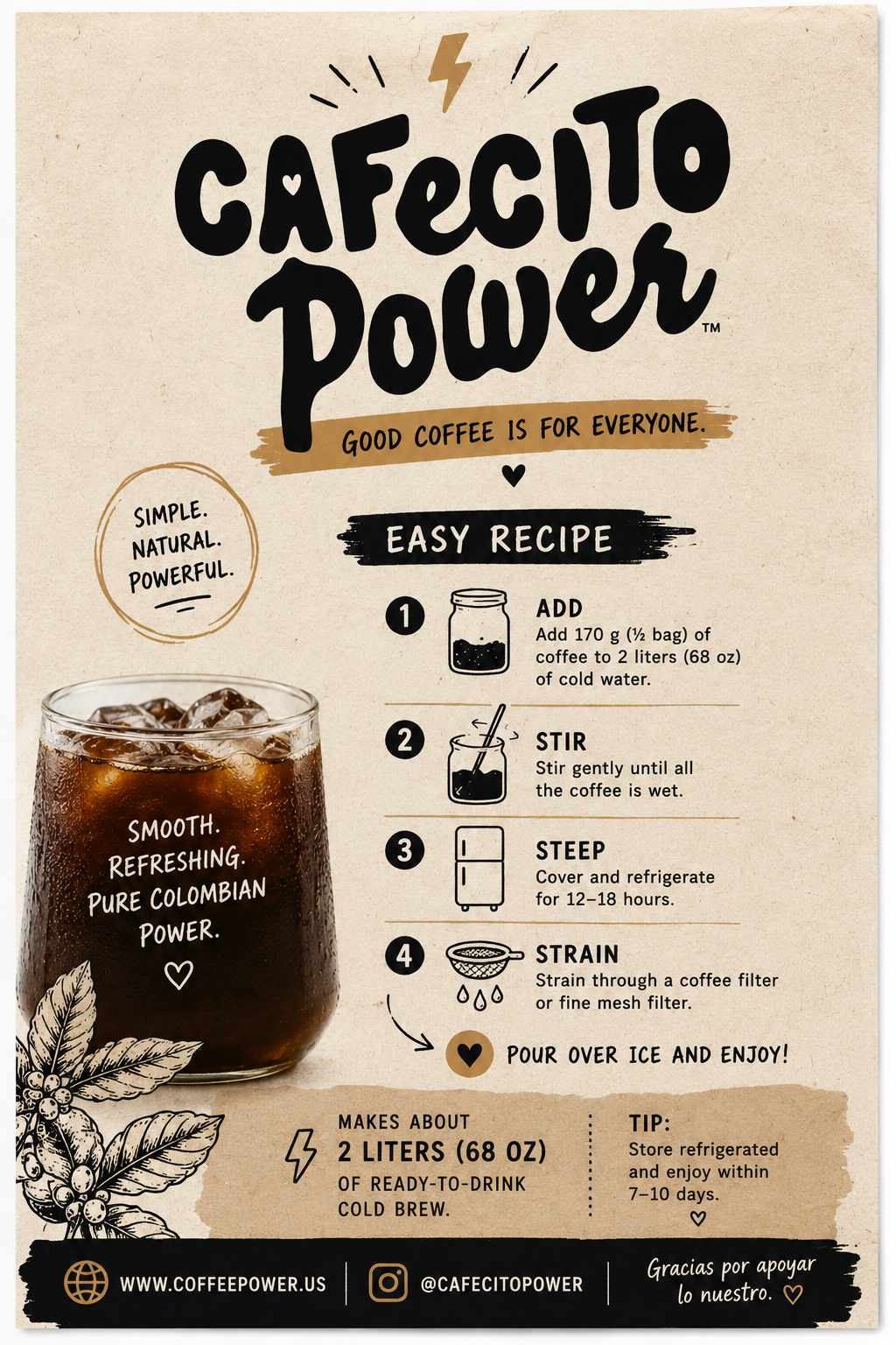 Cafecito Power - Signature Cold Brew Blend - 12 Oz